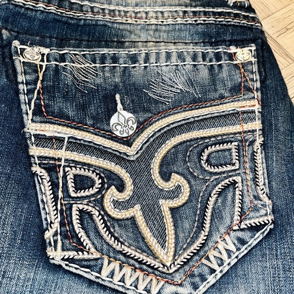 Rock Revival Nebi Blue Distressed Bootcut Jeans - Picture 9 of 15